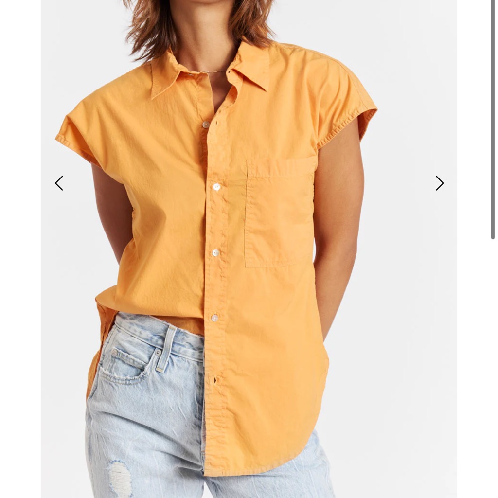 Amo Denim Ruth Sleeveless Shirt In Apricot Orange Size Small Utility Button Up